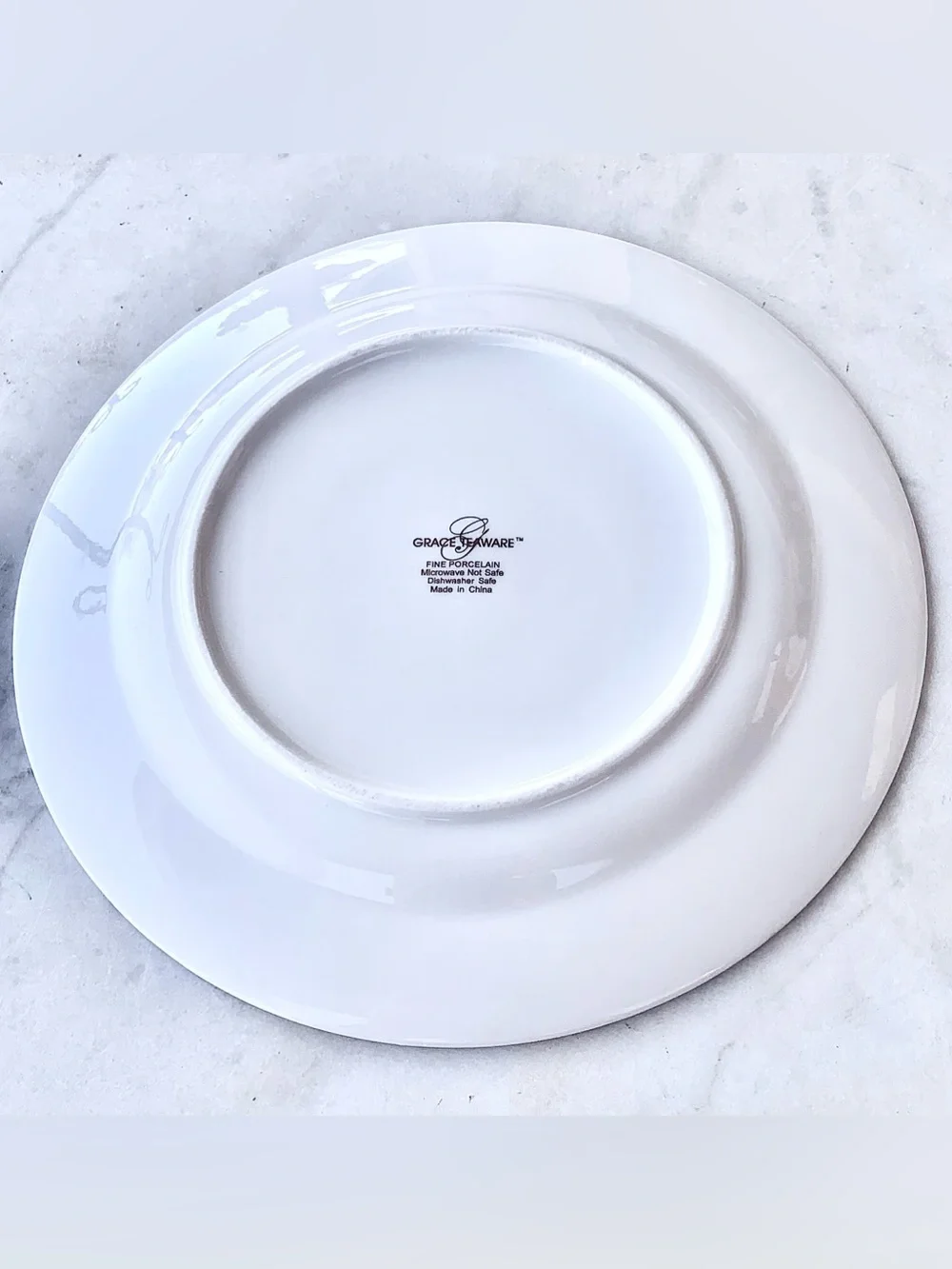 GRACE TEAWARE Elegant White SALAD Plate with Gold METALLIC Confetti Rim NEW 8IN